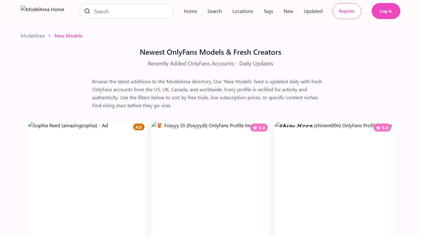 New OnlyFans Models (January 2026) Fresh & Verified Creators ModelArea